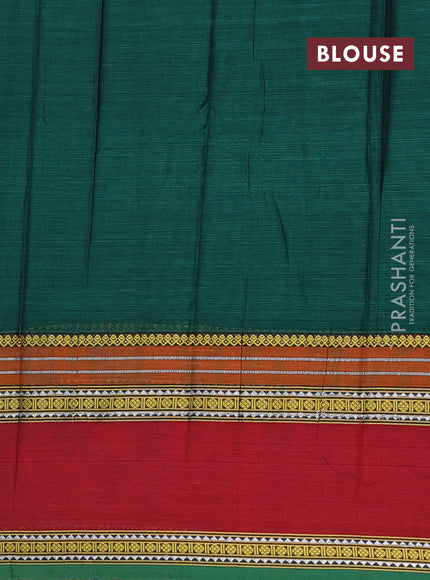 Narayanpet cotton saree green and maroon with plain body and rettapet thread woven border