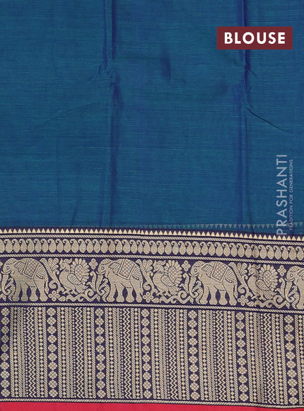 Narayanpet cotton saree dual shade of bluish green and maroon with plain body and long thread woven border