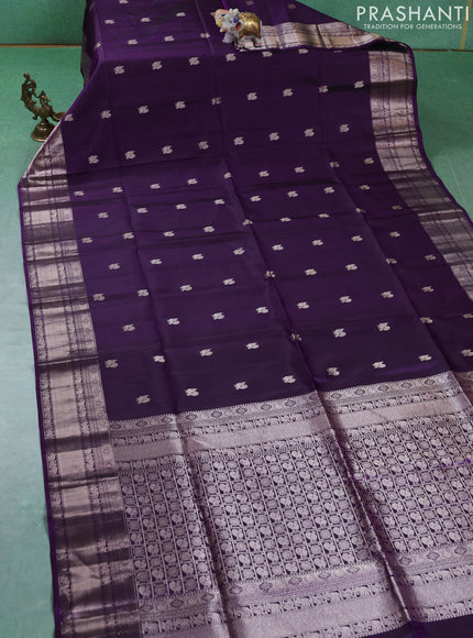 Pure soft silk saree violet with allover zari woven annam buttas and rich zari woven border