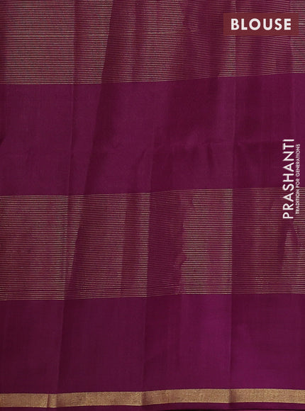Pure soft silk saree purple with allover checks & zari buttas and piping border
