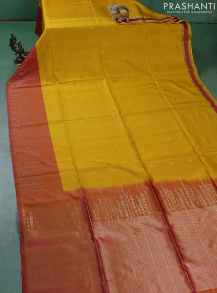 Pure soft silk saree mango yellow and dual shade of pink with allover stripe pattern & zari buttas and long zari woven border