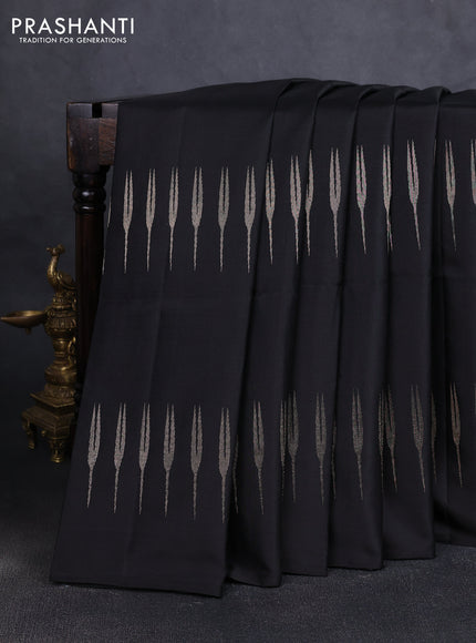 Pure soft silk saree black with zari woven buttas and simple border
