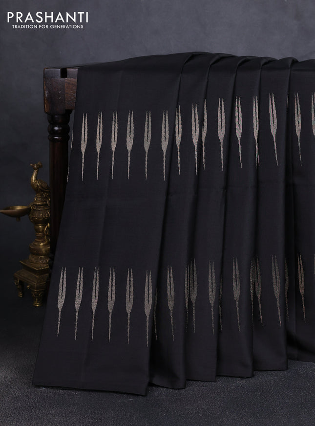 Pure soft silk saree black with zari woven buttas and simple border
