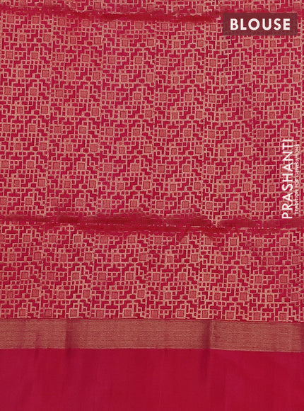 Pure soft silk saree green and pink with allover small checked pattern and zari woven simple border