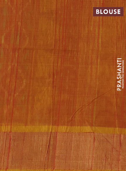 Ikat silk cotton saree purple and dual shade of dark mustard with allover ikat weaves and zari woven border