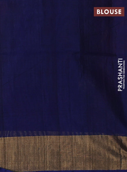 Ikat silk cotton saree kumkum red and peacock blue with allover ikat weaves and zari woven border