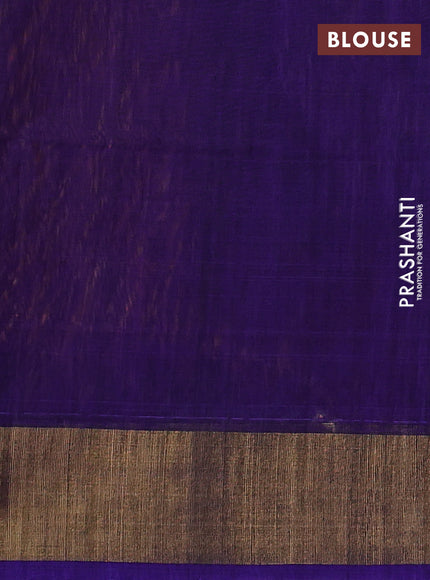 Ikat silk cotton saree rustic orange and blue with allover ikat weaves and zari woven border