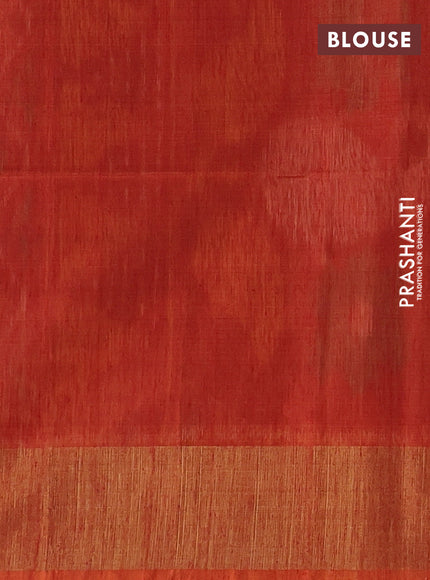 Ikat silk cotton saree navy blue and orange shade with allover ikat weaves and zari woven border