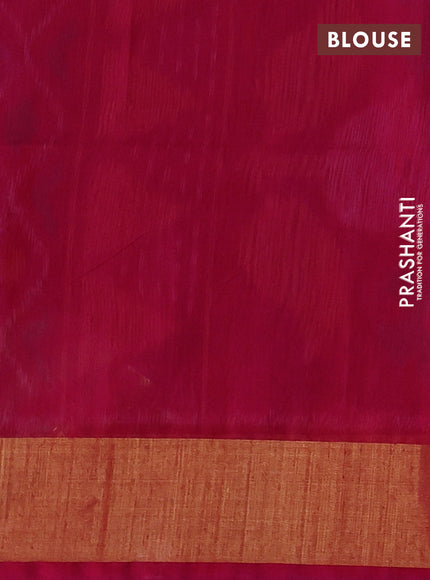 Ikat silk cotton saree violet and pink with allover ikat weaves and zari woven border