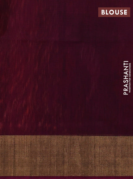 Ikat silk cotton saree rustic orange and wine shade with allover ikat weaves and zari woven border