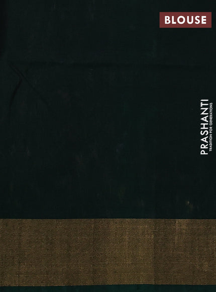 Ikat silk cotton saree pastel jamun and dark green with allover ikat weaves and zari woven border