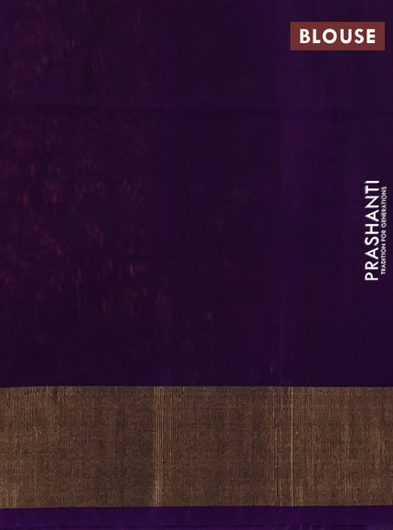 Ikat silk cotton saree pink and purple with allover ikat weaves and zari woven border
