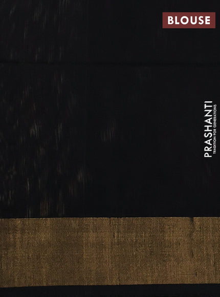 Ikat silk cotton saree cream and black with allover ikat weaves and zari woven border