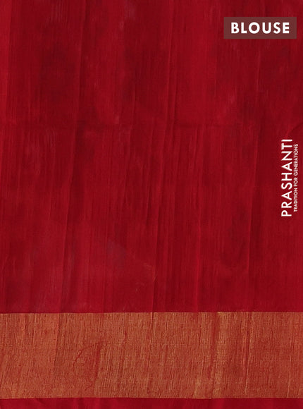 Ikat silk cotton saree coffee brown and red with allover ikat weaves and zari woven border