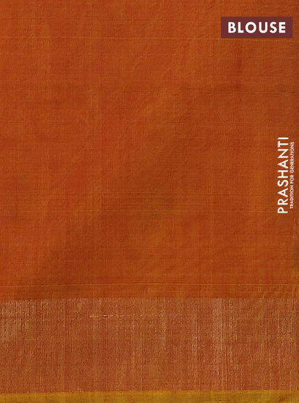 Ikat silk cotton saree violet and dark mustard with allover ikat weaves and zari woven border