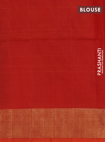 Ikat silk cotton saree violet and orange with allover ikat weaves and zari woven border
