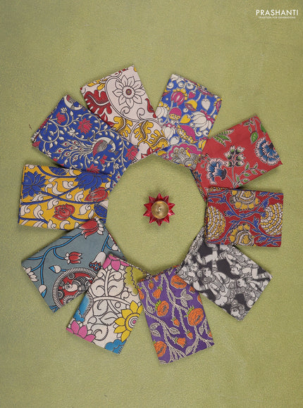 Kalamkari cotton blouse bits multi colour and multi design Pack of 10