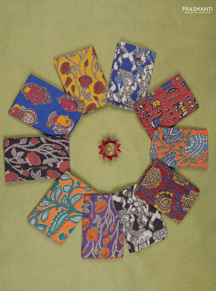 Kalamkari cotton blouse bits multi colour and multi design Pack of 10