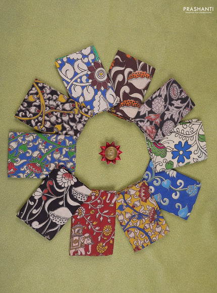 Kalamkari cotton blouse bits multi colour and multi design Pack of 10