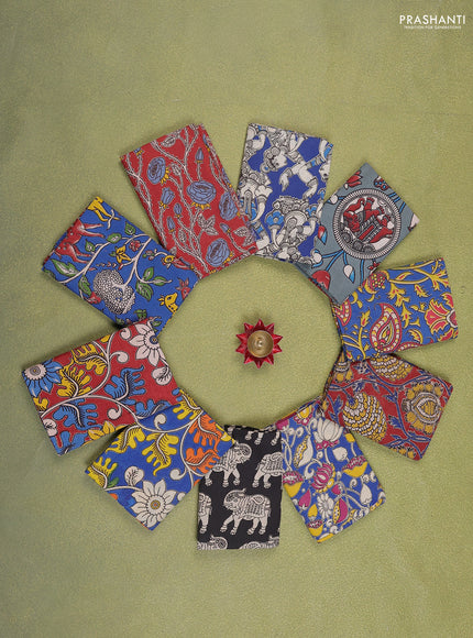 Kalamkari cotton blouse bits multi colour and multi design Pack of 10