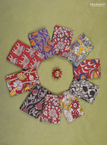 Kalamkari cotton blouse bits multi colour and multi design Pack of 10