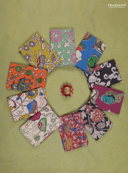 Kalamkari cotton blouse bits multi colour and multi design Pack of 10