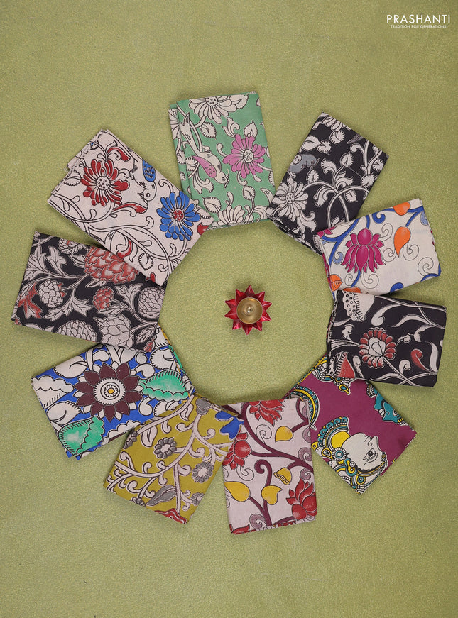 Kalamkari cotton blouse bits multi colour and multi design Pack of 10