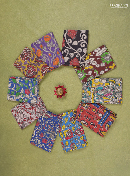 Kalamkari cotton blouse bits multi colour and multi design Pack of 10