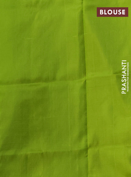 Pure uppada silk saree coffee brown and light green with allover silver & zari woven buttas and zari woven simple border