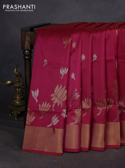 Pure uppada silk saree red with allover silver & zari woven buttas and zari woven border