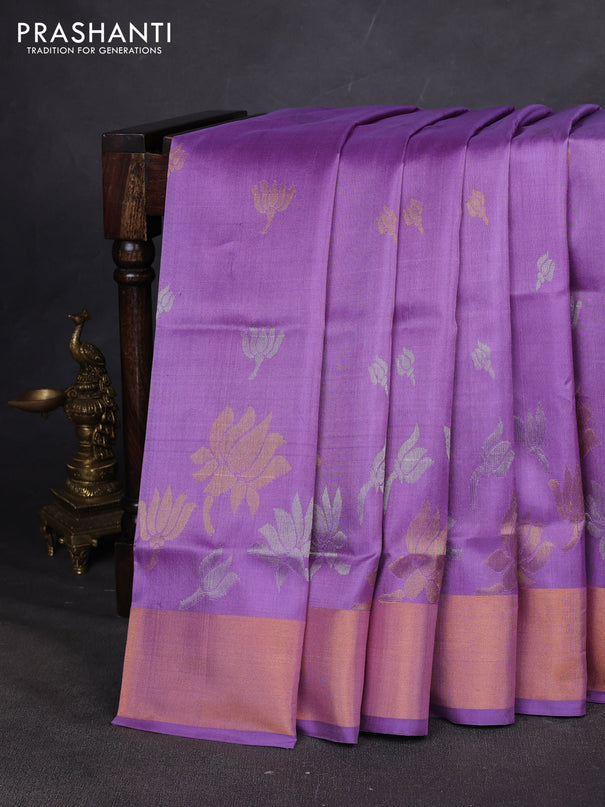 Pure uppada silk saree lavender with allover silver & zari woven buttas and zari woven border