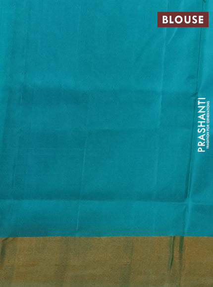 Pure uppada silk saree teal green with allover silver & zari woven buttas and zari woven border