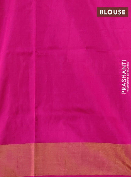 Pure uppada silk saree dual shade of pinkish orange and pink with allover silver & zari woven buttas and long zari woven buttas