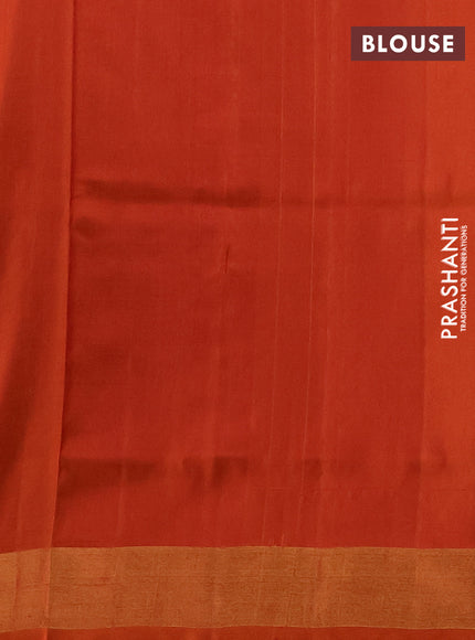 Pure uppada silk saree rustic orange and wlth allover silver & zari woven buttas and zari woven border