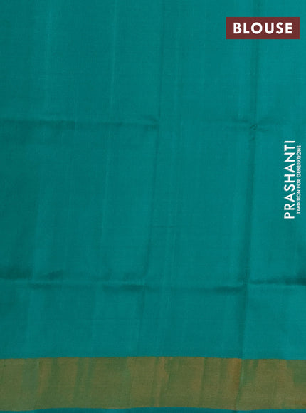 Pure uppada silk saree teal green with allover silver & zari woven buttas and zari woven border