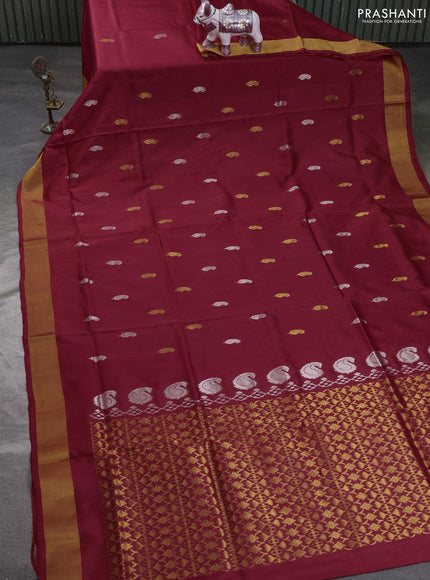 Pure uppada silk saree red with allover silver & zari woven buttas and zari woven border