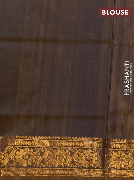 Pure uppada silk saree dark peacock green and mehendi green with allover zari woven buttas and zari woven border