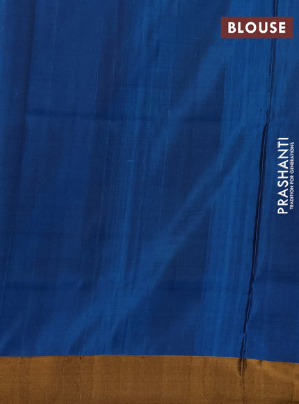 Pure uppada silk saree black and peacock blue with allover silver & zari woven buttas and simple zari woven border