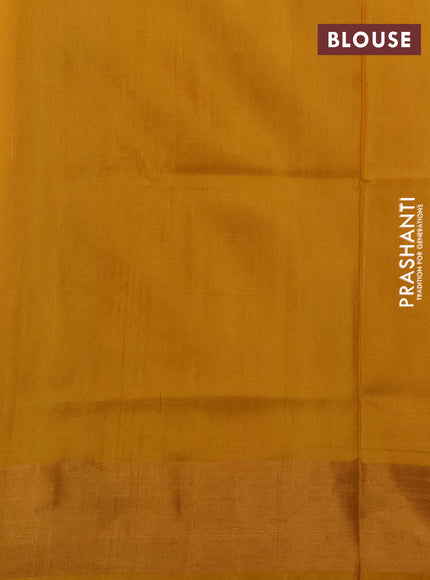 Pure uppada silk saree cream and mustard yellow with allover zari stripe & buttas and zari woven border