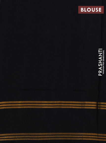 Pure uppada silk saree black with allover zari stripe & buttas and rettapet zari woven border