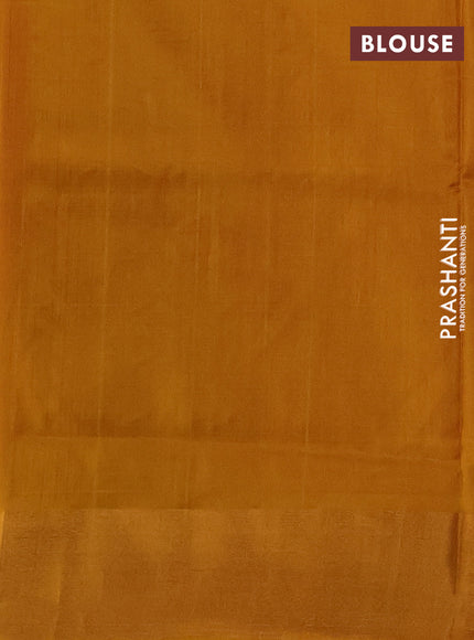 Pure uppada silk saree red and mustard yellow with allover zari stripe & buttas and zari woven border