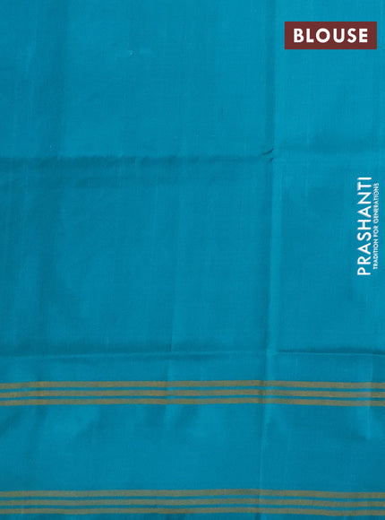 Pure uppada silk saree teal green with allover zari stripe & buttas and rettapet zari woven border