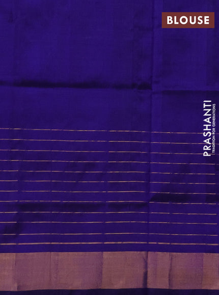 Pure uppada silk saree cs blue and blue with allover zari woven buttas and long zari woven butta border