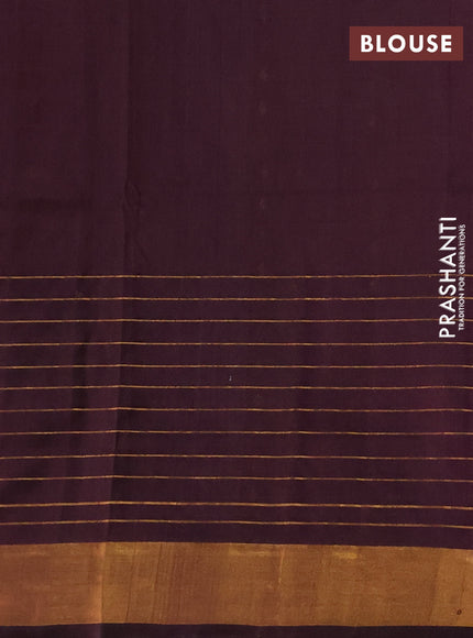 Pure uppada silk saree rust shade and coffee brown with allover zari woven buttas and long zari woven butta border