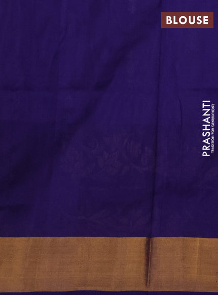 Pure uppada silk saree violet and navy blue with allover silver & zari woven buttas and long zari woven border