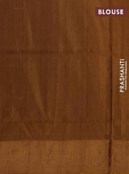 Pure uppada silk saree coffee brown and mustard yellow with allover zari stripe & buttas and zari woven border