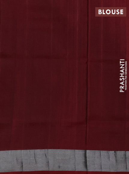 Pure uppada silk saree black and maroon with allover silver & zari woven buttas and zari woven simple border