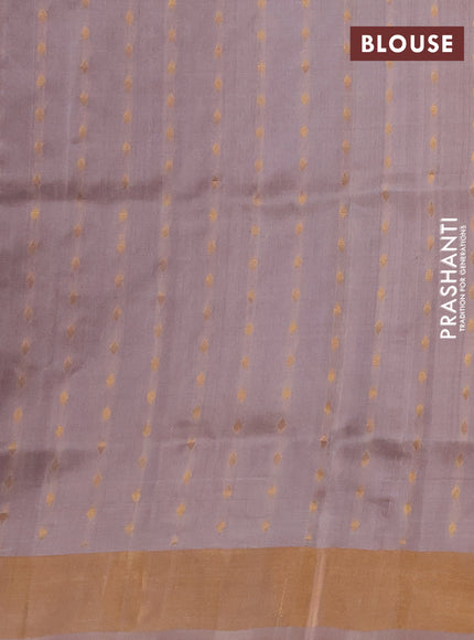 Pure uppada silk saree purple and beige with allover silver & zari woven buttas and zari woven simple border