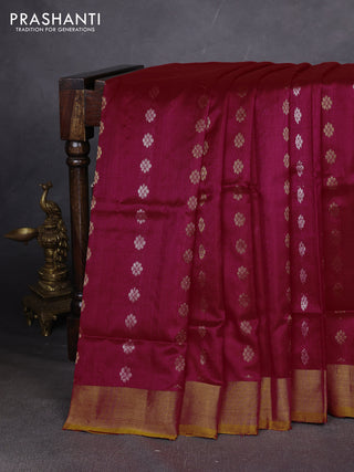 Pure uppada silk saree red and mustard yellow with allover silver & zari woven buttas and zari woven simple border