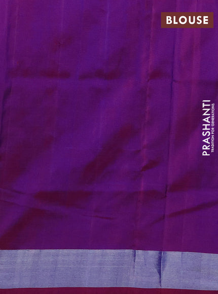 Pure uppada silk saree dual shade of bluish green and dual shade of pink with allover silver & zari woven buttas and zari woven simple border